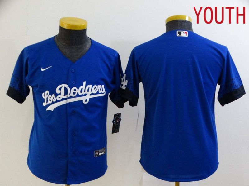 Youth Los Angeles Dodgers Blank Blue City Edition Game Nike 2021 MLB Jersey->women mlb jersey->Women Jersey